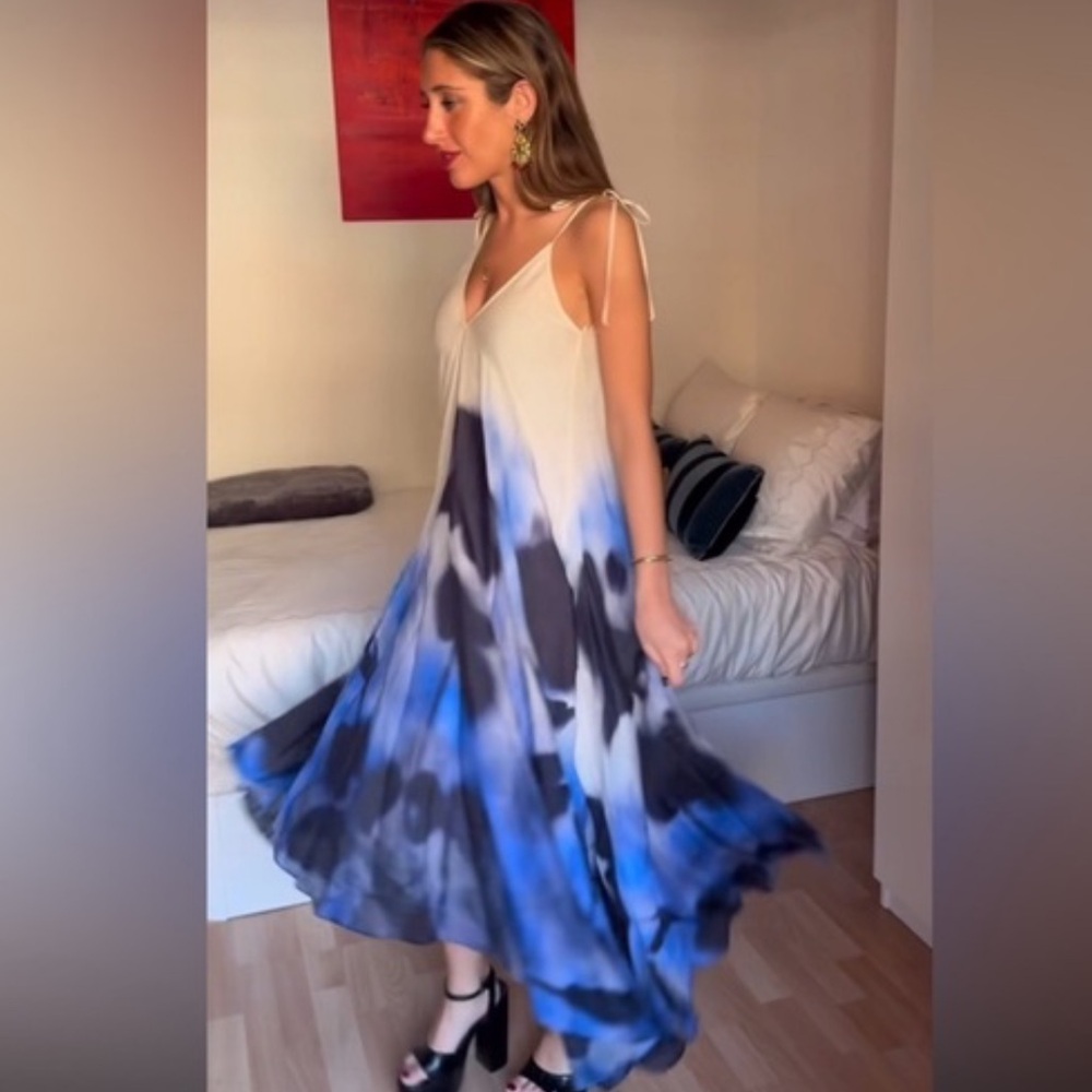 NET ZARA 100% RAMIE PRINT DRESS ZW COLLECTION - Picture 10 of 15